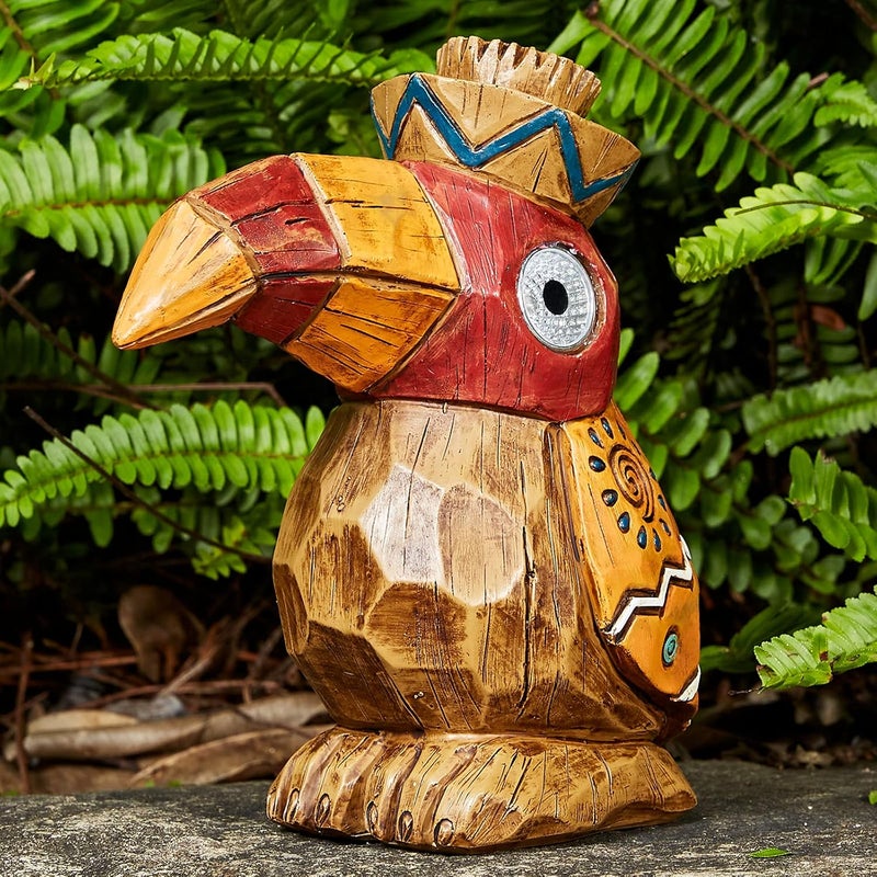 Yiosax Solar Tiki Statue-WoodWoodpecker Bird-Garden Hawaiian - Solar Outdoor Light Garden Sculptures & Statues Totem Pole Bar Outdoor Patio Pool Yard Summer Decorations - Image 1